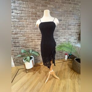 Bardot Black Asymmetrical Lace Dress